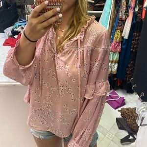 Pink flower blouse